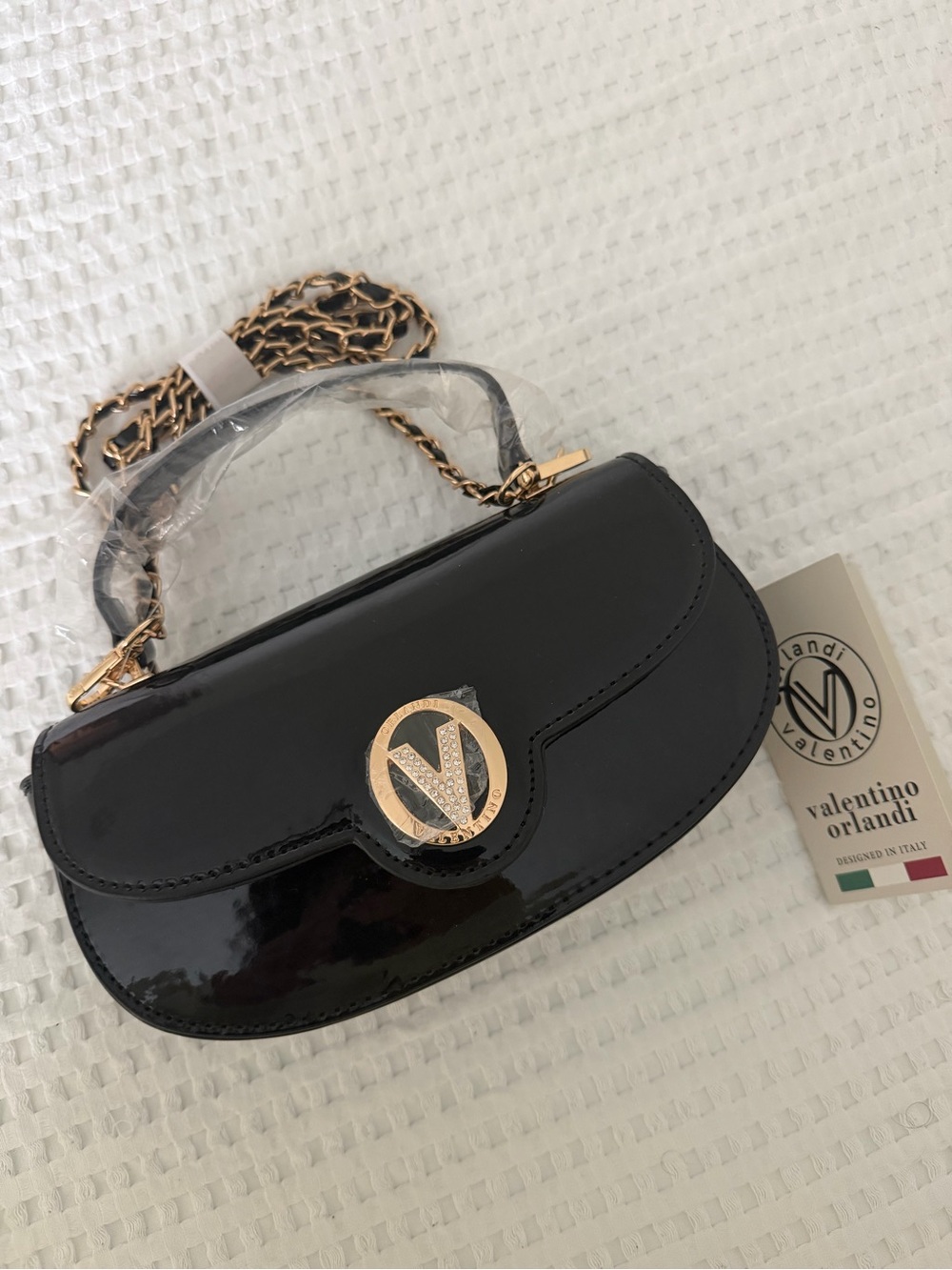 Valentino Orlandi Black Patent Evening Bag